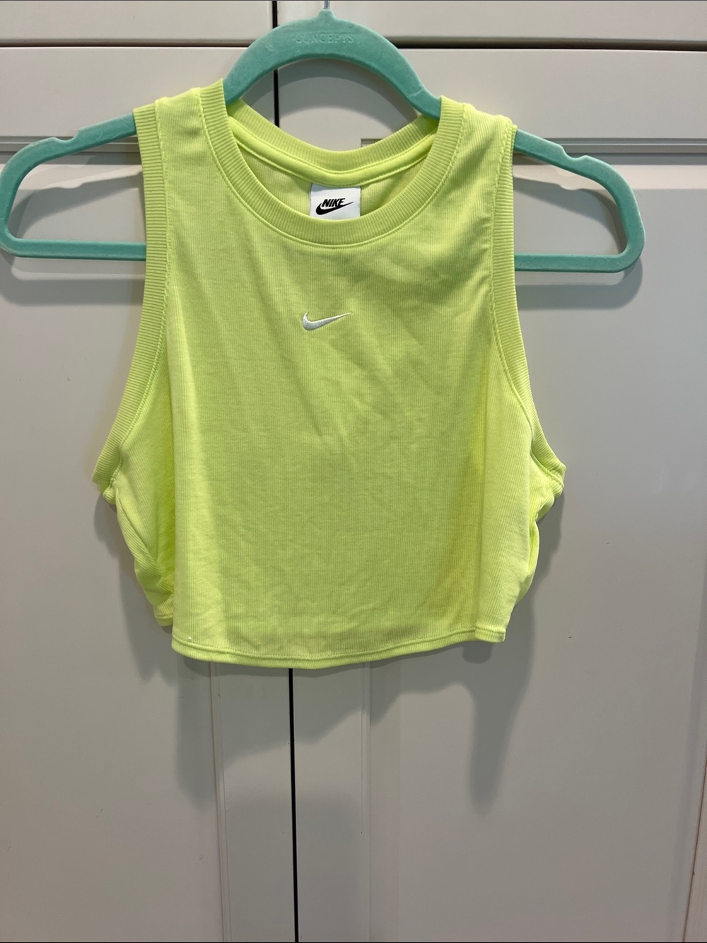 Nike Women’s Neon Yellow Cropped Tank Top with Swoosh